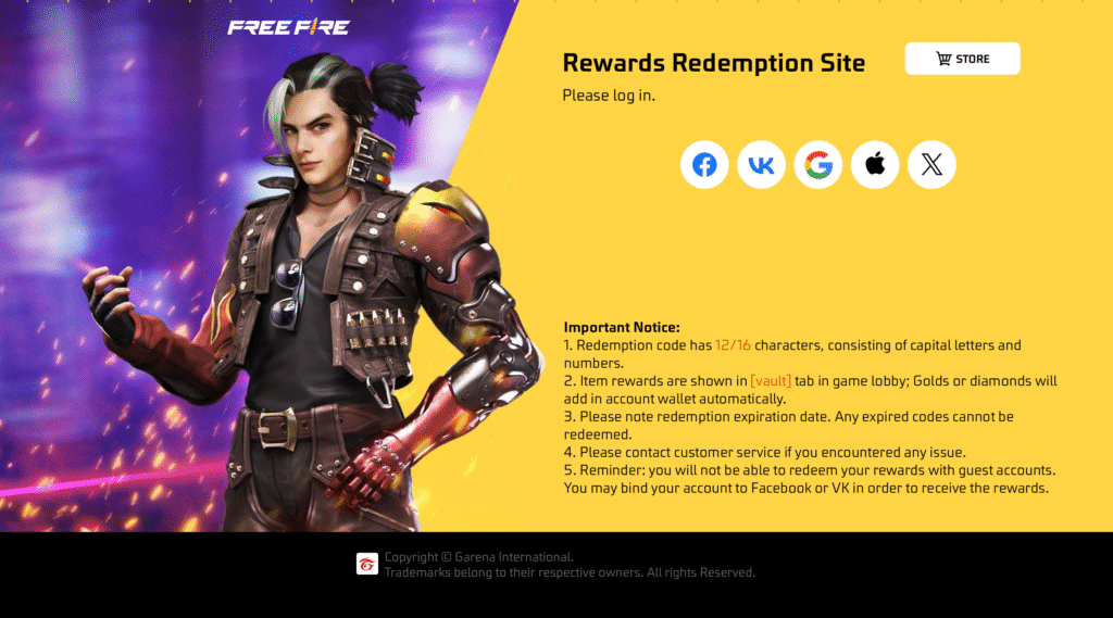 Garena Free Fire Max Redeem Codes